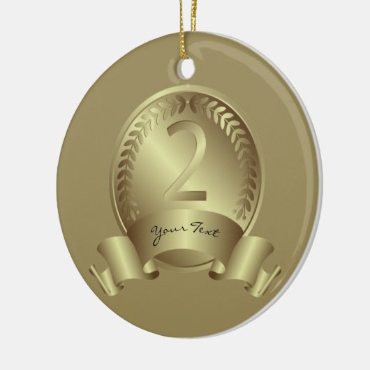 Silver Medal, Custom text, Two Award Gewinner Keramik Ornament (Links)