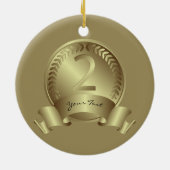 Silver Medal, Custom text, Two Award Gewinner Keramik Ornament (Hinten)
