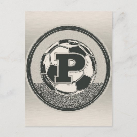 Silver Medal Soccer Monogram Letter P Postkarte (Vorderseite)