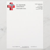 Silver Medical 3D Caduceus Cross Red Briefbogen (Vorderseite)