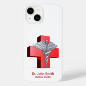 Silver Medical 3D Caduceus Cross Red Case-Mate iPhone Hülle (Rückseite)