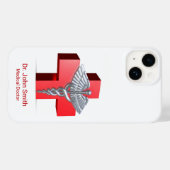 Silver Medical 3D Caduceus Cross Red Case-Mate iPhone Hülle (Rückseite (Horizontal))