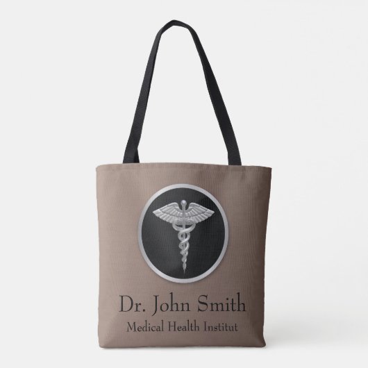 Silver Medical Caduceus - All-over-Print Tote Bag Tasche (Rückseite)