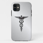 Silver Medical Caduceus Case-Mate iPhone Hülle (Rückseite)