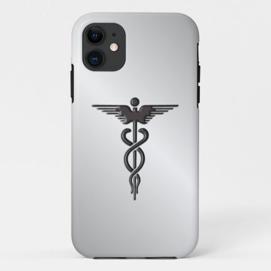 Silver Medical Caduceus Case-Mate iPhone Hülle (Rückseite)