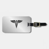 Silver Medical Caduceus Gepäckanhänger (Vorderseite horizontal)