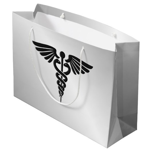 Silver Medical Caduceus Große Geschenktüte (Rückseite Schrägansicht)