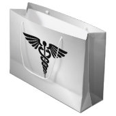 Silver Medical Caduceus Große Geschenktüte (Vorderseite Schrägansicht)