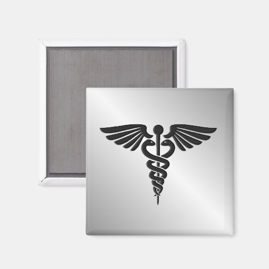 Silver Medical Caduceus Magnet (Vorderseite/Rückseite)