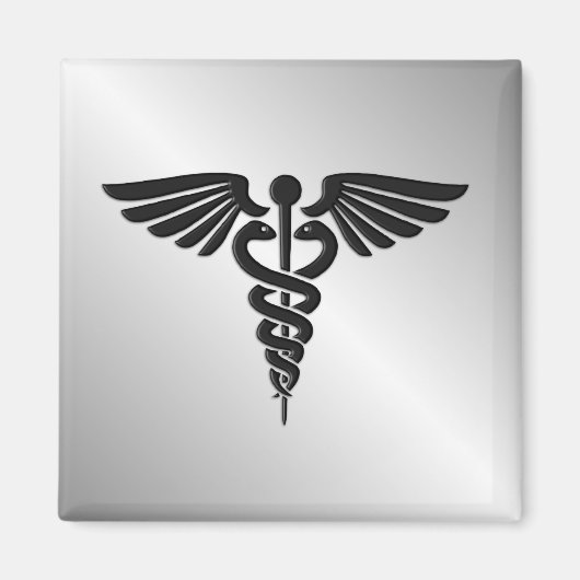 Silver Medical Caduceus Magnet (Vorne)