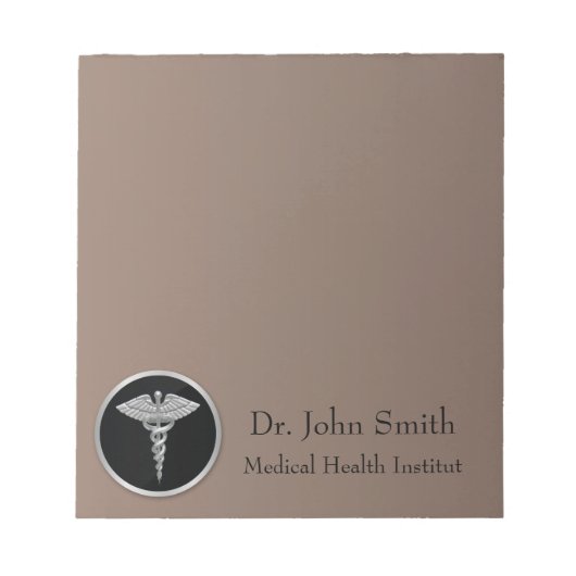 Silver Medical Caduceus - Notepad Notizblock (Vorderseite)