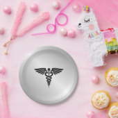 Silver Medical Caduceus Pappteller (Party)