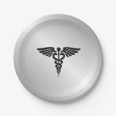 Silver Medical Caduceus Pappteller (Vorderseite)