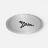 Silver Medical Caduceus Pappteller (Schrägansicht)