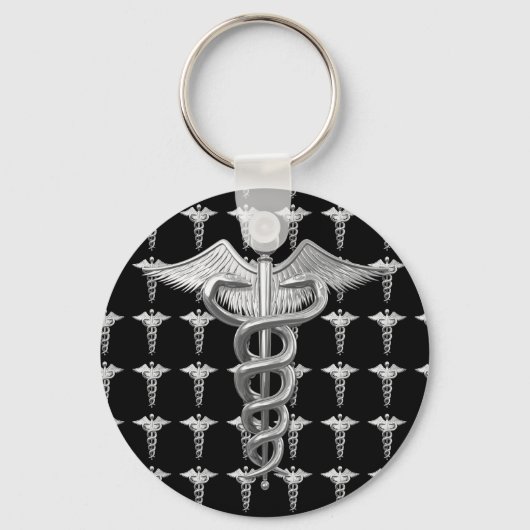 Silver Medical Caduceus Schlüsselanhänger (Vorderseite)