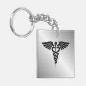 Silver Medical Caduceus Schlüsselanhänger (Vorderseite links)