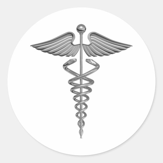 Silver Medical Symbol Runder Aufkleber (Vorderseite)