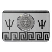 Silver Medusa, griechischer Schlüssel, Trident Gra Badematte (Vorderseite)