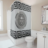 Silver Medusa mit griechischem Key Grau Duschvorhang (Beispiel)