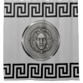 Silver Medusa mit griechischem Key Grau Duschvorhang (Vorderseite)