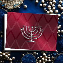 Silver Menorah Hanukkah Card Feiertagskarte
