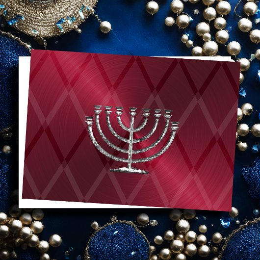 Silver Menorah Hanukkah Card Feiertagskarte