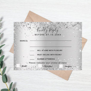 Silver Menü wählen Sie Hochzeit RSVP Karte