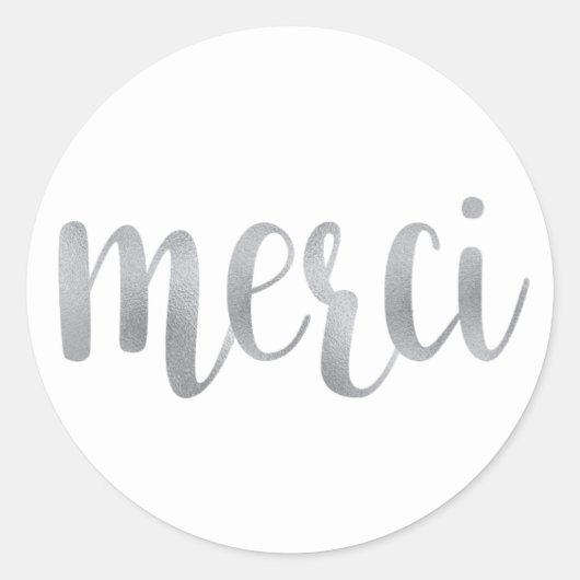 Silver merci Aufkleber, danke, Folie Schriftart Runder Aufkleber (Vorderseite)