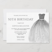 Silver Mermaid Dress 50 & Fabulous 50. Geburtstag Einladung (Rückseite)