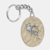 Silver Mermaid im sandigen Dekor Schlüsselanhänger (Vorderseite links)