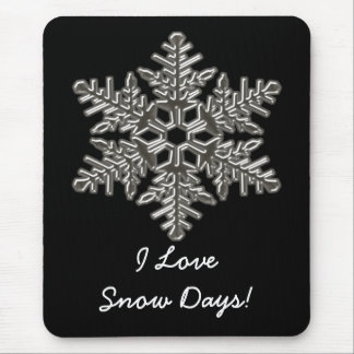 Silver Metal Deko Snow Fall Schneeflocken Mousepad