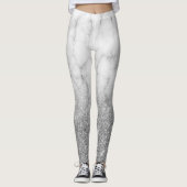 Silver Metal Einzigartiger Glitzer Sparkle Marmor  Leggings (Vorderseite)
