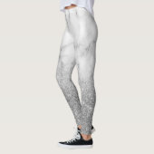 Silver Metal Einzigartiger Glitzer Sparkle Marmor  Leggings (Links)