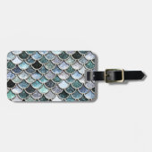 Silver Metal Foil Glitzer Mermaidskales Scales Gepäckanhänger (Vorderseite horizontal)