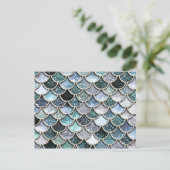Silver Metal Foil Glitzer Mermaidskales Scales Postkarte (Stehend Vorderseite)