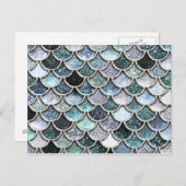 Silver Metal Foil Glitzer Mermaidskales Scales Postkarte (Vorne/Hinten)