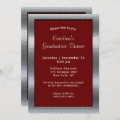 Silver Metal Frame Maroon Dinner Abschluss Einladung (Vorne/Hinten)