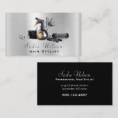 Silver Metal Hair Stylistin Salon Tools Beauty Visitenkarte (Vorne/Hinten)