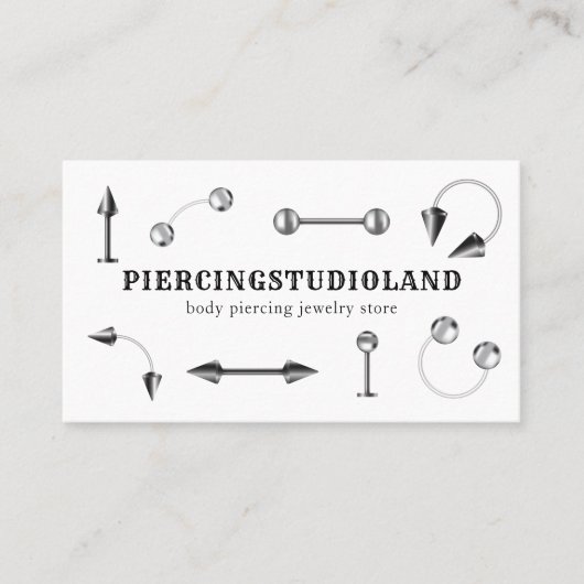 Silver Metal Juwelier Artist Body Piercing Visitenkarte (Vorderseite)