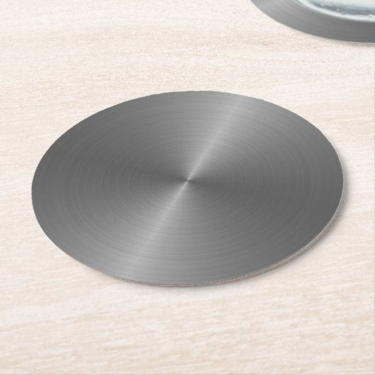 Silver Metal Look Circular Metallic Runder Pappuntersetzer (Angewinkelt)