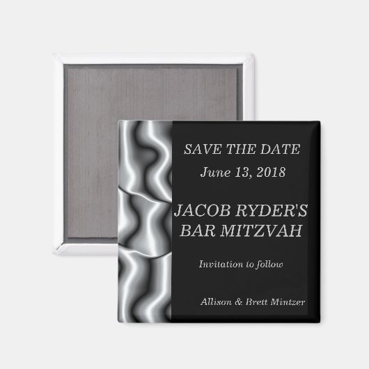 Silver Metal Save the Date Magnet (Vorderseite/Rückseite)