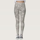 Silver Metal Unique Glitzer Sparkle Metallic Glam Leggings (Vorderseite)