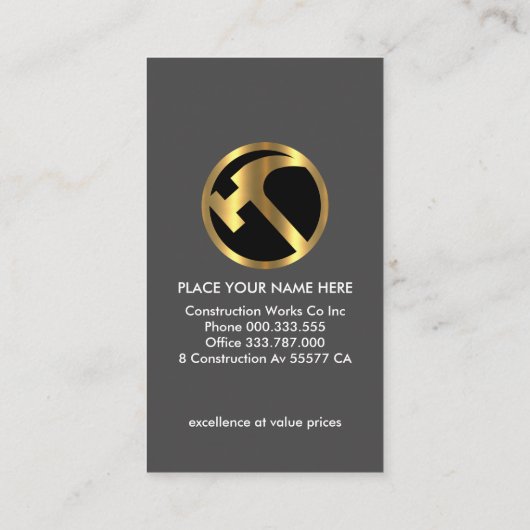 Silver Metal Works Gold Hammer Visitenkarte (Rückseite)