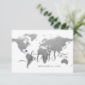 Silver Metal World Map Hotel Reiseinformationen Begleitkarte (Stehend Vorderseite)