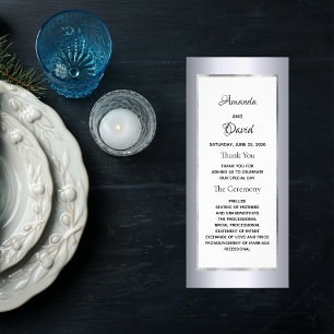Silver metaliale elegante glam Hochzeitsprogramm Werbekarte