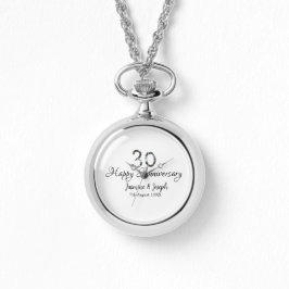 Silver Metallic 30. Happy Jubiläum Name hinzufügen Armbanduhr