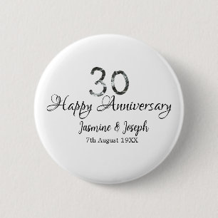 Silver Metallic 30. Happy Jubiläum Name hinzufügen Button