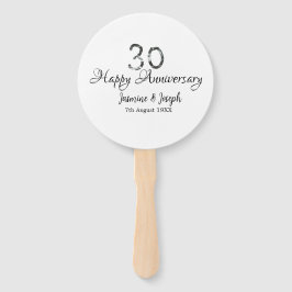 Silver Metallic 30. Happy Jubiläum Name hinzufügen Fächer