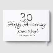 Silver Metallic 30. Happy Jubiläum Name hinzufügen Gästebuch (Rückseite)
