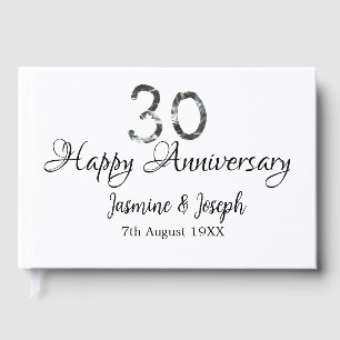 Silver Metallic 30. Happy Jubiläum Name hinzufügen Gästebuch